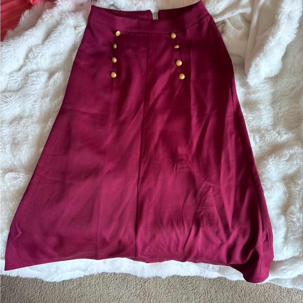 Red Maxi A-Line Skirt for Work